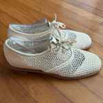 All Black Size 38 US 7.5 Woven Oxfords Shoes Lace Up Cream TINY FLAW Photo 1