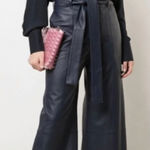 Jason Wu Blouse Womens Size 12 Blue Black Tie Neck Long Sleeve Career Photo 0