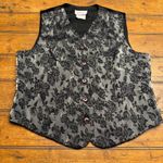 Classique Collections Women's Floral Vest Size S Pink Button V Neck Formal Black Photo 0