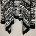 Carolyn Taylor  Cardigan Sweater Open Front Waterfall Black‎ White Women Sz Large Photo 7