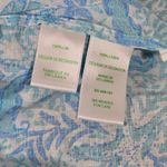 Lilly Pulitzer  Linen Button Down Shirt Blue White Coral Print Size Small‎ Photo 5