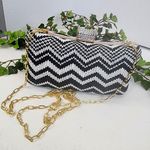 Black White Geometric Chevron Hard Case Clutch Bag New Photo 0
