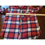 Arizona Jean Company Juniors Medium Plaid Flannel Shirt Red White Blue America Photo 4