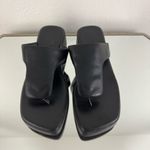 Faded Glory  Y2K 90s Black Faux Leather Square Toe Platform Flip Flop Sandals Photo 6