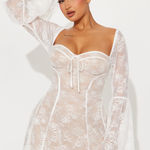 FashioNova White lace long sleeve mini dress  Photo 0