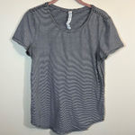 Lululemon  Love Crew Short Sleeve Shirt Black White Striped Women's 6 Photo 0