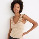 Madewell  Belhaven Ruffle Stripe Sweater Tank in Heather Camel Merino Wool NWT Photo 0