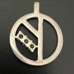 Vintage Sterling Silver 925 Inverted Peace Sign Peridot Birthstone Pendant 3g Photo 6