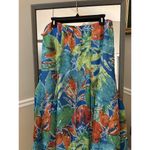 Ruby Rd Women's 14 Panel Ruffle Skirt Elastic Waist Tropical Floral Fully Lined Blue Photo 4