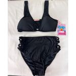 Emme Jordan Black‎ Bikini Set High Waist Strappy Swimsuit Beachwear S Black Photo 1