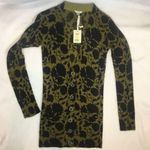 Fossil  Green & Black Print Long Sleeve Knit Cardigan Sweater NEW XS Photo 2