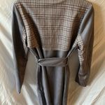 Solitaire NWT: Anthropologie  women’s Gray/Plaid Trench Vegan Suede Jacket- sz- M Photo 9