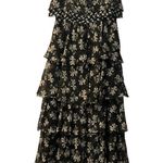 Jill Stuart Jill Black Floral Printed Kiera Ruffle Gown Suze 8 Photo 7