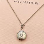 Avec Les Filles  Silver Burst Locket Necklace Jewelry Chain Charm NEW Photo 1