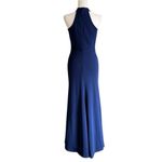WOOSEA Women's High Neck Split Bodycon Mermaid Evening Cocktail Long Dress Blue Size M Photo 5