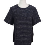  Metallic Navy Tweed Top Size Small NWOT Ava Dressy Tweed Blouse Photo 0