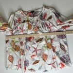 Talbots ‎ Pintuck Tie Front Top Size XL Underwater World Seashell Coastal Beachy Photo 8