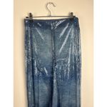 Ceren Ocak Denim Effect Sequin Skirt Est. XS Designer Sheer Skirt w. Train Blue Photo 8