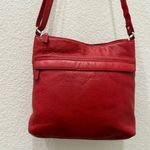 JACK GEORGES Red Leather Voyager Zip Top Crossbody Hobo Shoulder Bag Photo 7