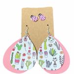 None Women's Lady Bug Studs Succulent Cactus Plant Dangle Earrings Set Pink White Photo 0