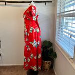 1970s Made in Hawaii Island Fashions Tropical Hawaiian Print Maxi Dress Size 12 Red Photo 4