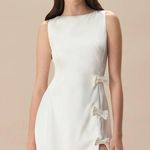RIHOAS The White Boat Neck Bowknot Satin Mini Dress Size XS Photo 2