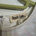 Peach Love California Peach Love White Shimmery Sequin Peplum Blouse Sz M Photo 4
