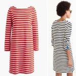 J.Crew  Striped T Shirt Dress 3/4 Sleeve Shift Red‎ & White Knit Womens Size XS Photo 1