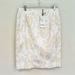 Worth Embroidered Slim Pencil Skirt Women's 6 Cream Ivory 100% Cotton Career NWT White Photo 1