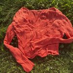 Free People  “Got Me Twisted” Orange V-Neck Long Sleeve Knit Top Size Medium Boho Photo 2