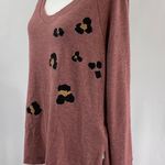 Maronie New  Animal Print Sweater Soft Knit Long Sleeve Top Dusty Rose Photo 7