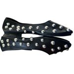 Black Faux Leather Silver Studded Ballet Flat Western Boho Grunge Goth Size 8.5 Photo 4
