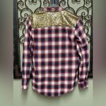 E2 Clothing long sleeve glitter plaid Top Blue Size M Photo 1