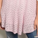 Entro Women’s Crochet Short Sleeve Hi Lo Top in Tea Rose sz small Photo 5