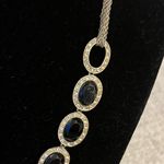 Monet Vintage  Silver Necklace with Black Faceted Ovals Photo 1