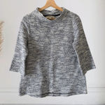 Loft Tweed Sweater Marled Mock Neck Size M Metallic Thread Blue Photo 0