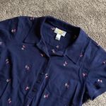 Talbots  Navy Flamingo Embroidered Polo Dress SIZE S Photo 1