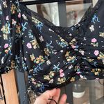 For Love & Lemons  August cropped top lace floral bows tie coquette print vneck Photo 3