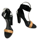 Vince  Alexa Colorblock Leather High Heels Black Tan Ankle Strap, Sz 6 Photo 5