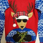 Jolly Sweaters Red and Blue Sweater Reindeer Camo and Plaid Photo 1
