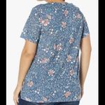 Erika Blue Ariella Floral V-Neck Short Sleeve T Shirt Photo 2