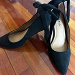 Torrid Black Suede Bow Pointed Toe Pumps Holiday Party Heels 8W Wide 3” High Photo 0