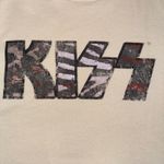 KISS Band Graphic Sweatshirt Large Cream Crew Neck Long Sleeve Women's Top Photo 2