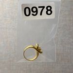 Elegant Yellow Gold Plated Bypass Solitaire Ring Accent Size 6 Retro Preppy Photo 9