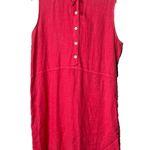 Sunbelt 100% Linen Pink Hoodie Dress Size Large Coastal Lagenlook Beachy Button Photo 0
