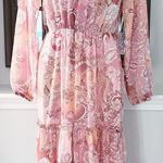 AQUA Chiffon Printed Tiered Maxi Dress, Pink Multi Size S New w/Tag Retail $118 Photo 12