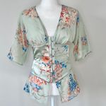 Moda International Silk Corset Blouse Green Photo 3