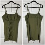 Pretty Little Thing Olive Khaki Ruched Lace Up Bodycon Mini Dress Size 12 Photo 4