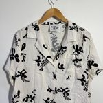 Paper Heart Linen Blend Boho Coastal Top Women S White Button Up Short Sleeve Photo 2