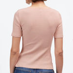 Madewell  | NWT Ribbed Lace-Up Short-Sleeve Tee in Pale Blush | XS Photo 0